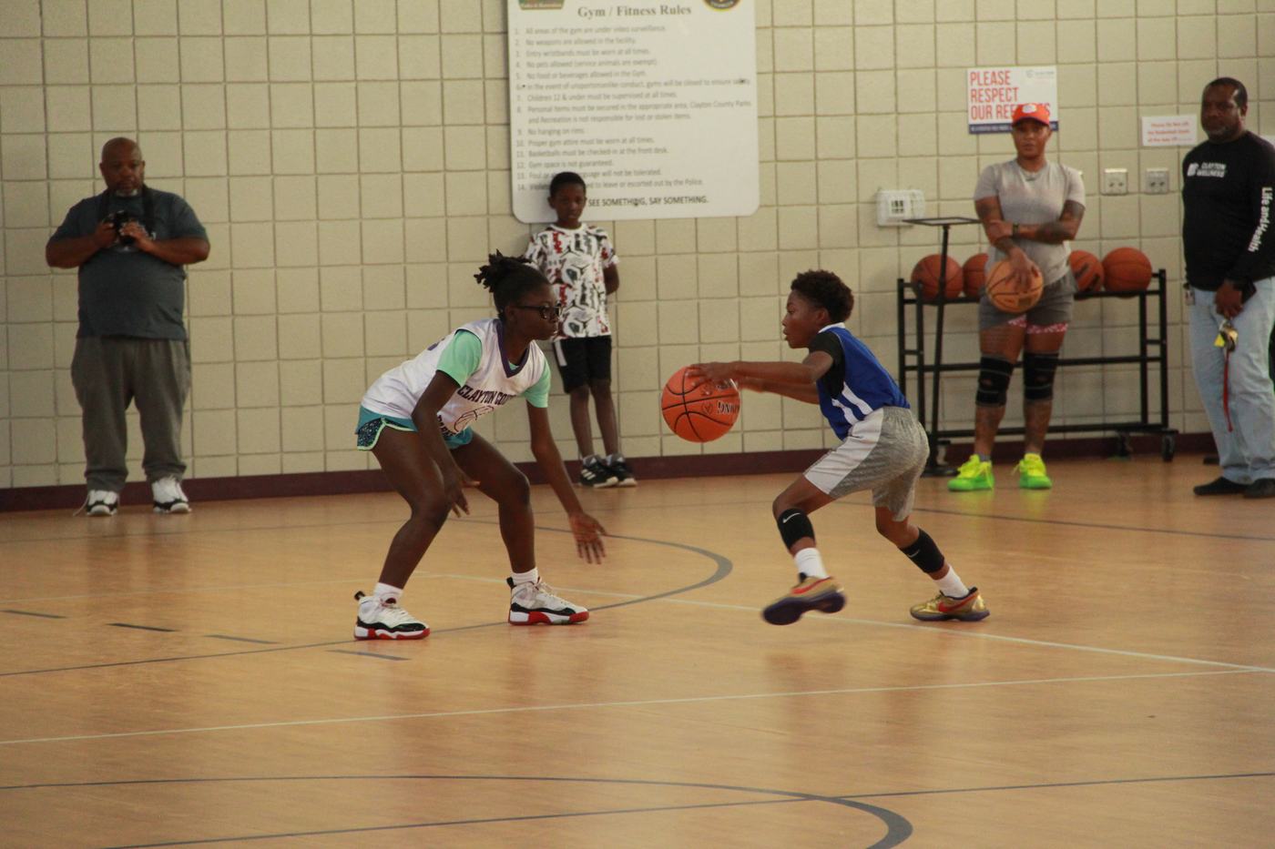 One-on-one ball-handling and defense reps.