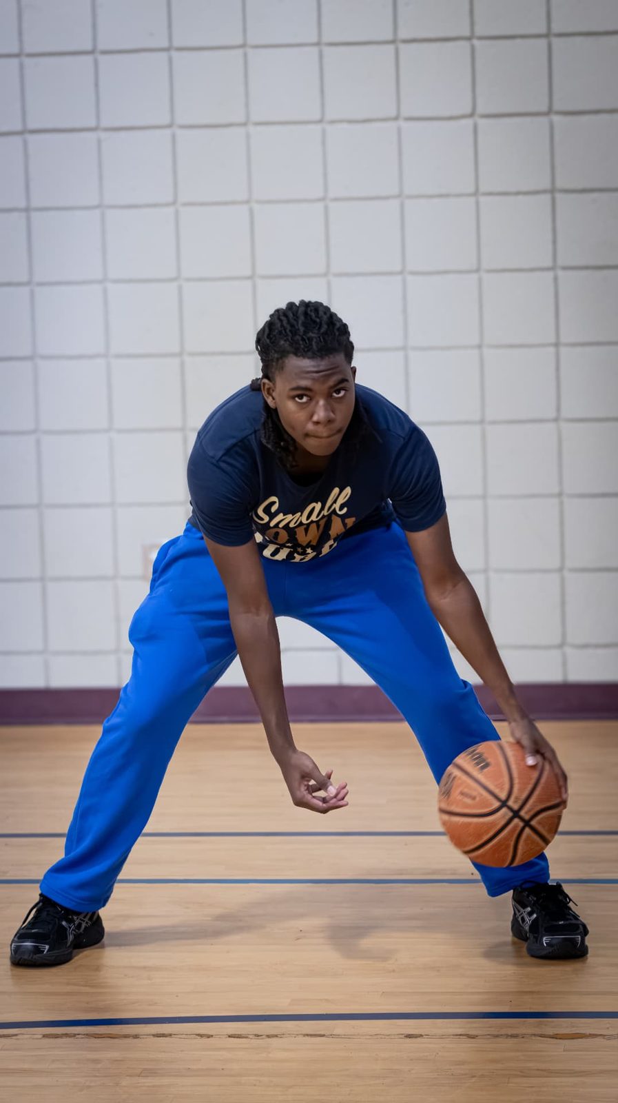 One-on-one ball-handling and defense repetitions.